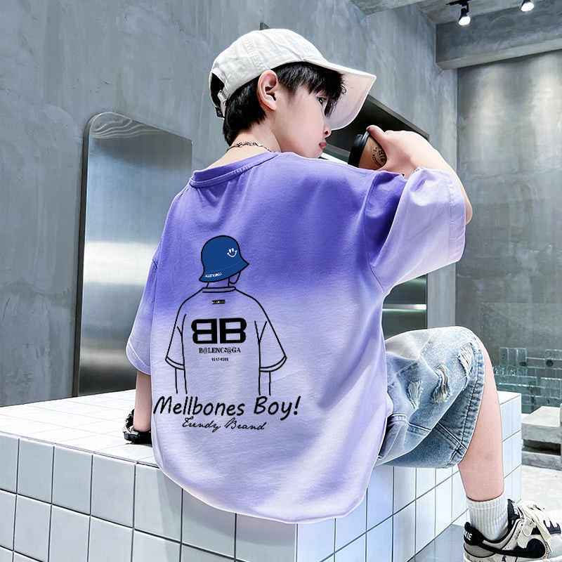 Boy's Short Sleeve T-Shirt, Big Kids, Loose Fit for Boys