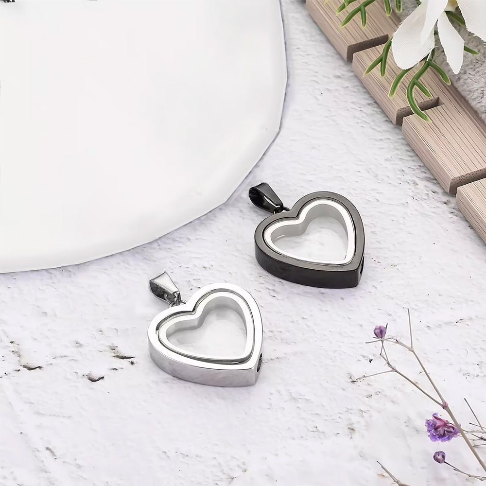Peach Heart Four-color Cremains Pendant Openable Glass Photo Frame