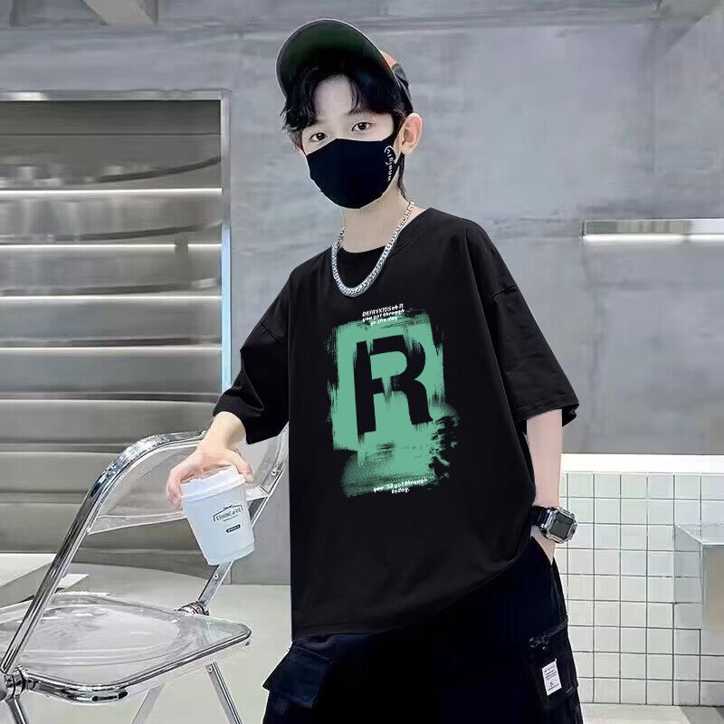 Children's Short Sleeve T-Shirt Letter Print Top for Boys Pure  Casual Kids' Clothing