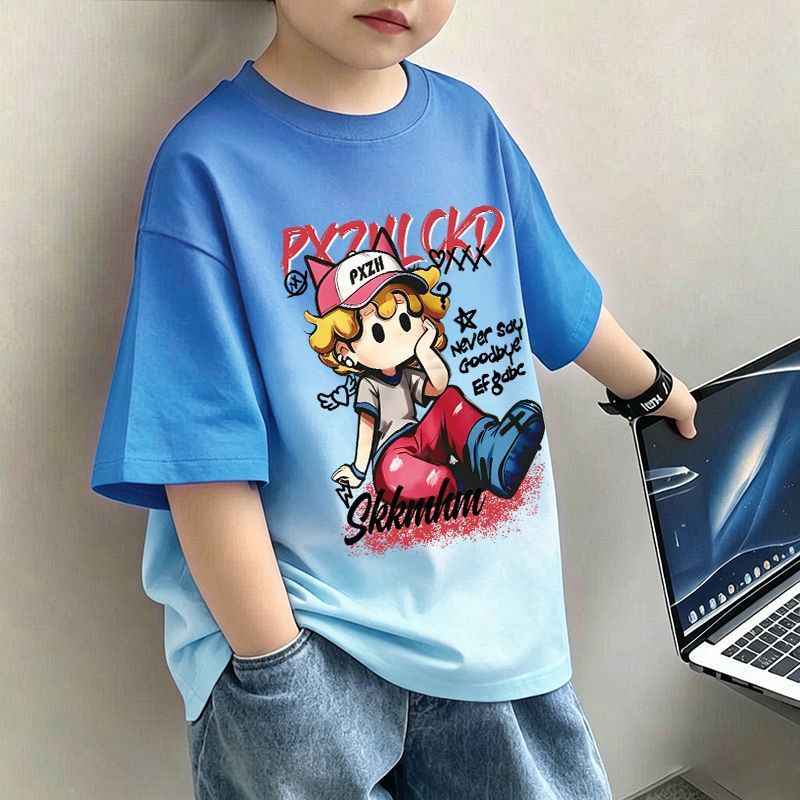 Children's Color-Blocked Short Sleeve T-Shirt Boy