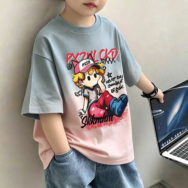 Children's Color-Blocked Short Sleeve T-Shirt Boy