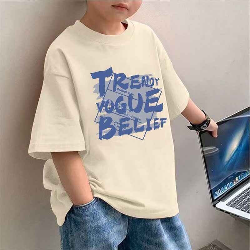 Children's Letter Print Short Sleeve T-Shirt