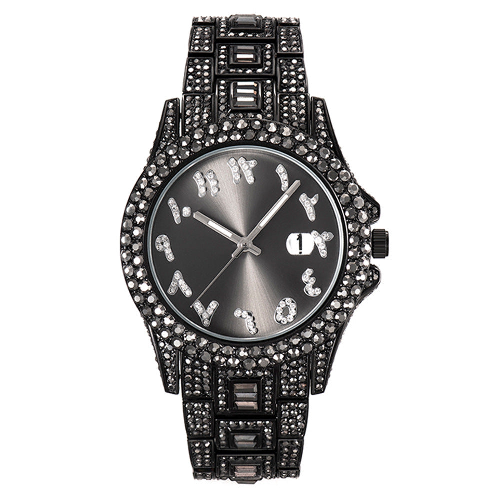 American Full Diamond Business Men's Women Waterproof Quartz Watch