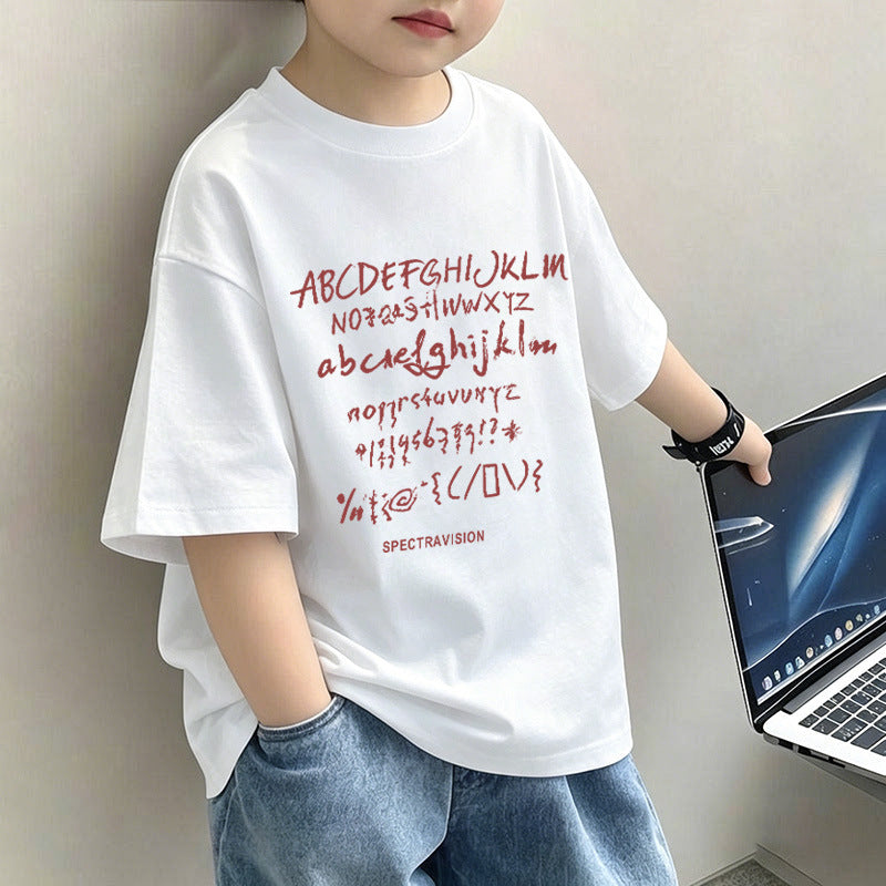 Children's Letter Print Short Sleeve T-Shirt