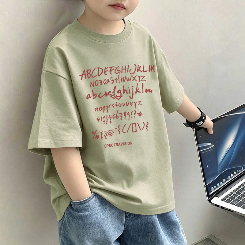 Children's Letter Print Short Sleeve T-Shirt