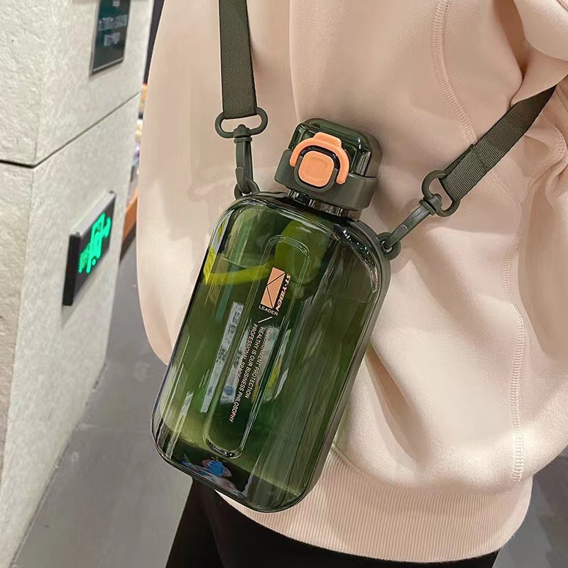 Sports Large Capacity Portable Lanyard Strap Plastic Square Kettle