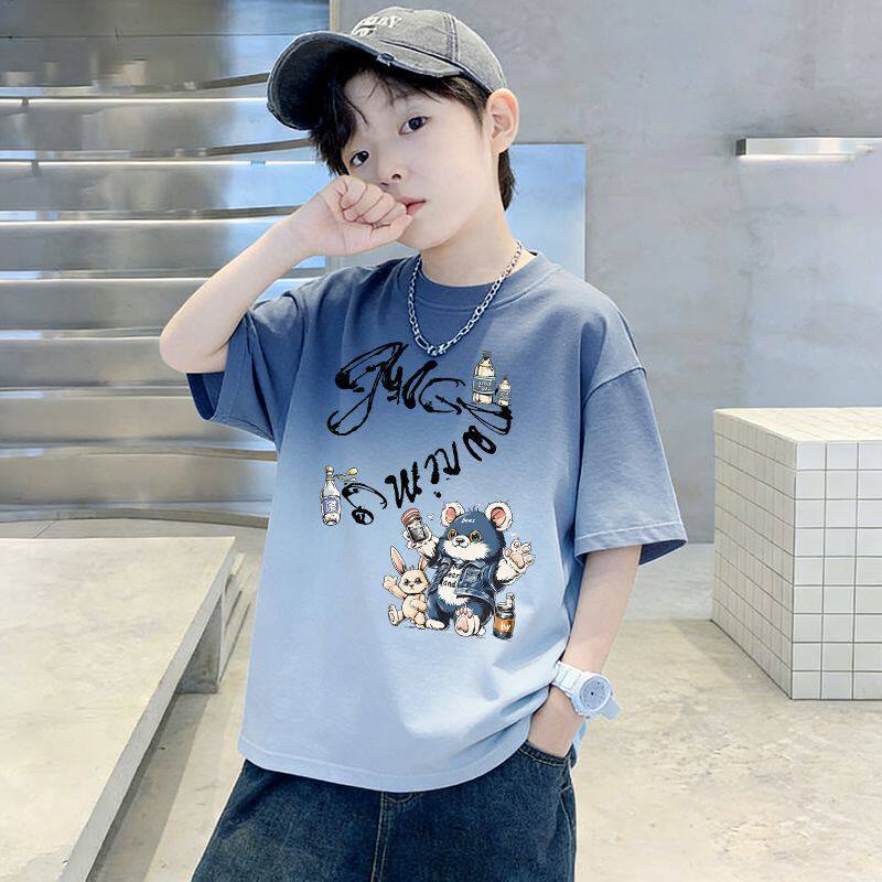 Kids' Short Sleeve T-Shirt Dyeing Half Sleeve Trendy Children's Clothing Top