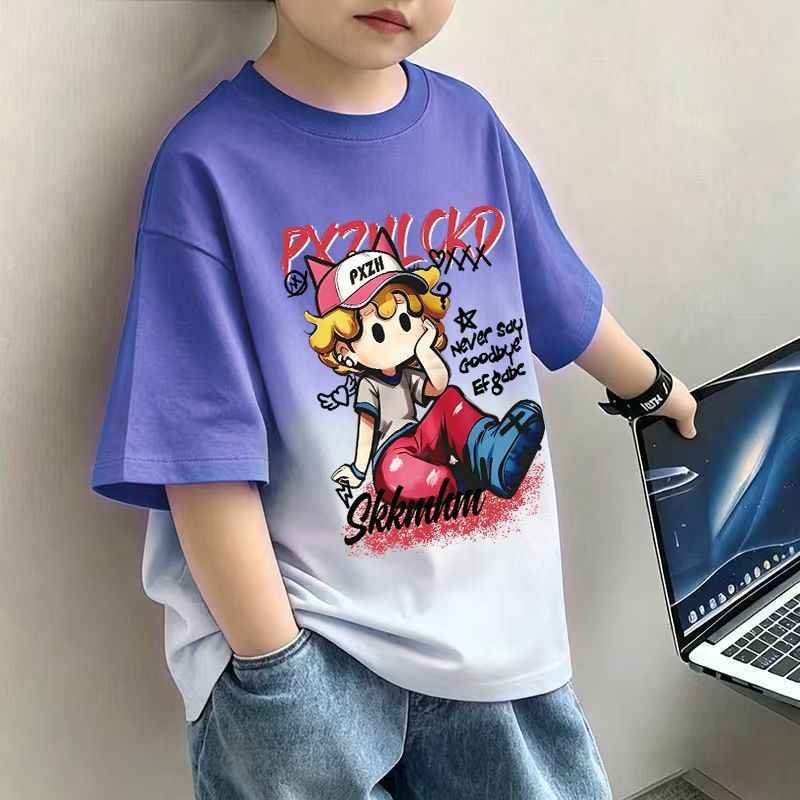 Children's Color-Blocked Short Sleeve T-Shirt Boy