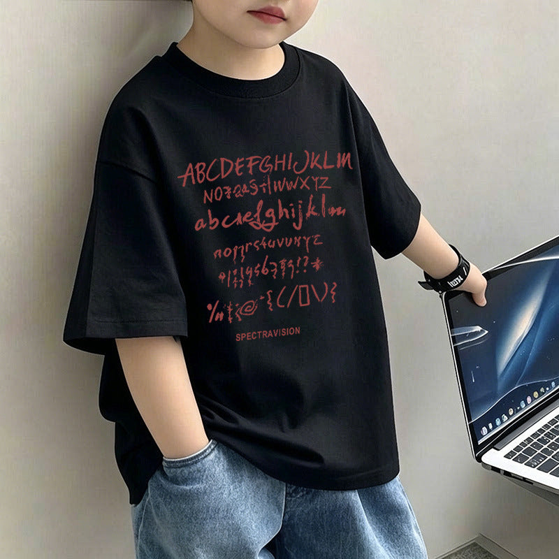 Children's Letter Print Short Sleeve T-Shirt