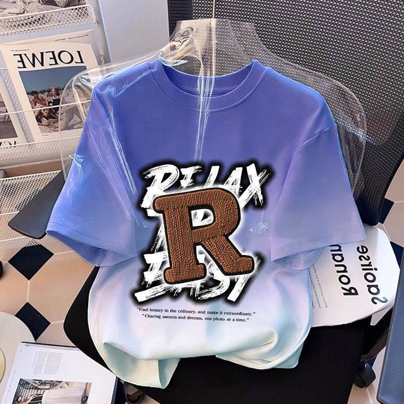 Casual Gradient Color Breathable Short Sleeve T-Shirt for Kids