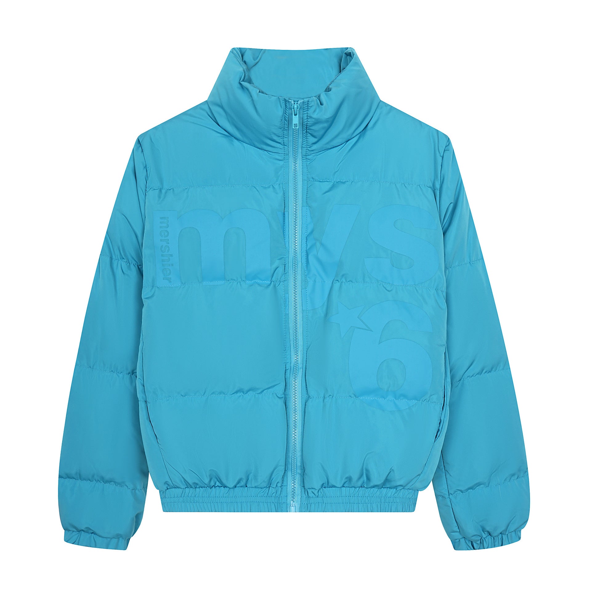 Letter print pink stand up collar bread jacket for women