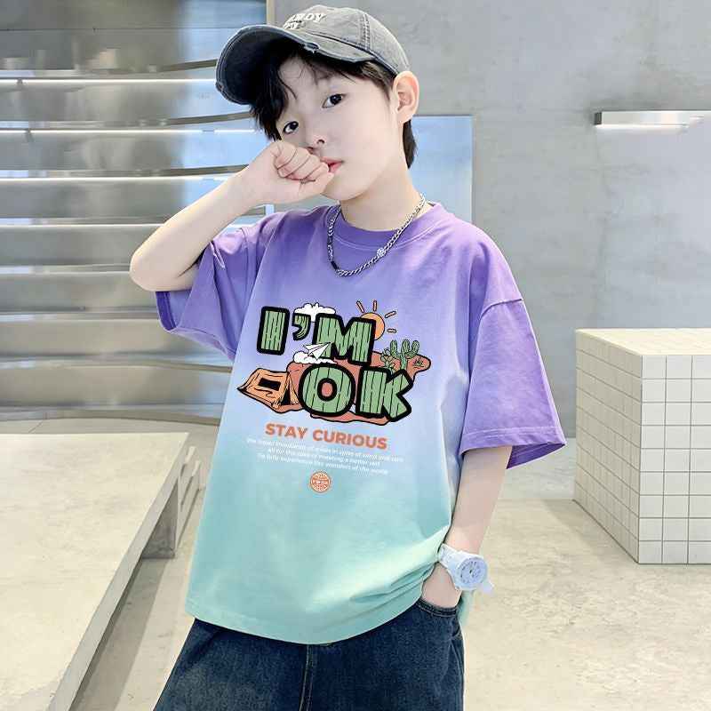 Boy's Breathable Gradient Short Sleeve T-Shirt