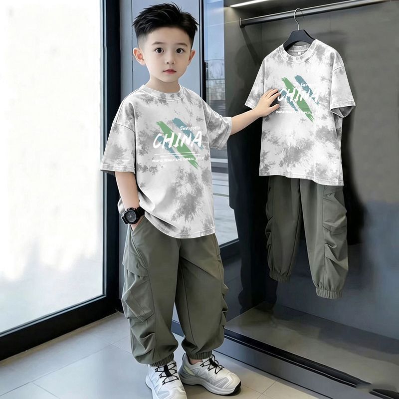 Casual Loose Printed Short Sleeve Letter T-Shirt for Kids