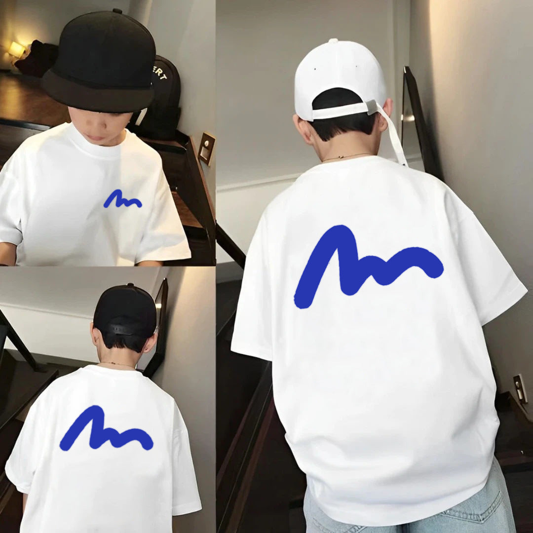 Children's Short Sleeve T-Shirt Pure Boy's Single Piece