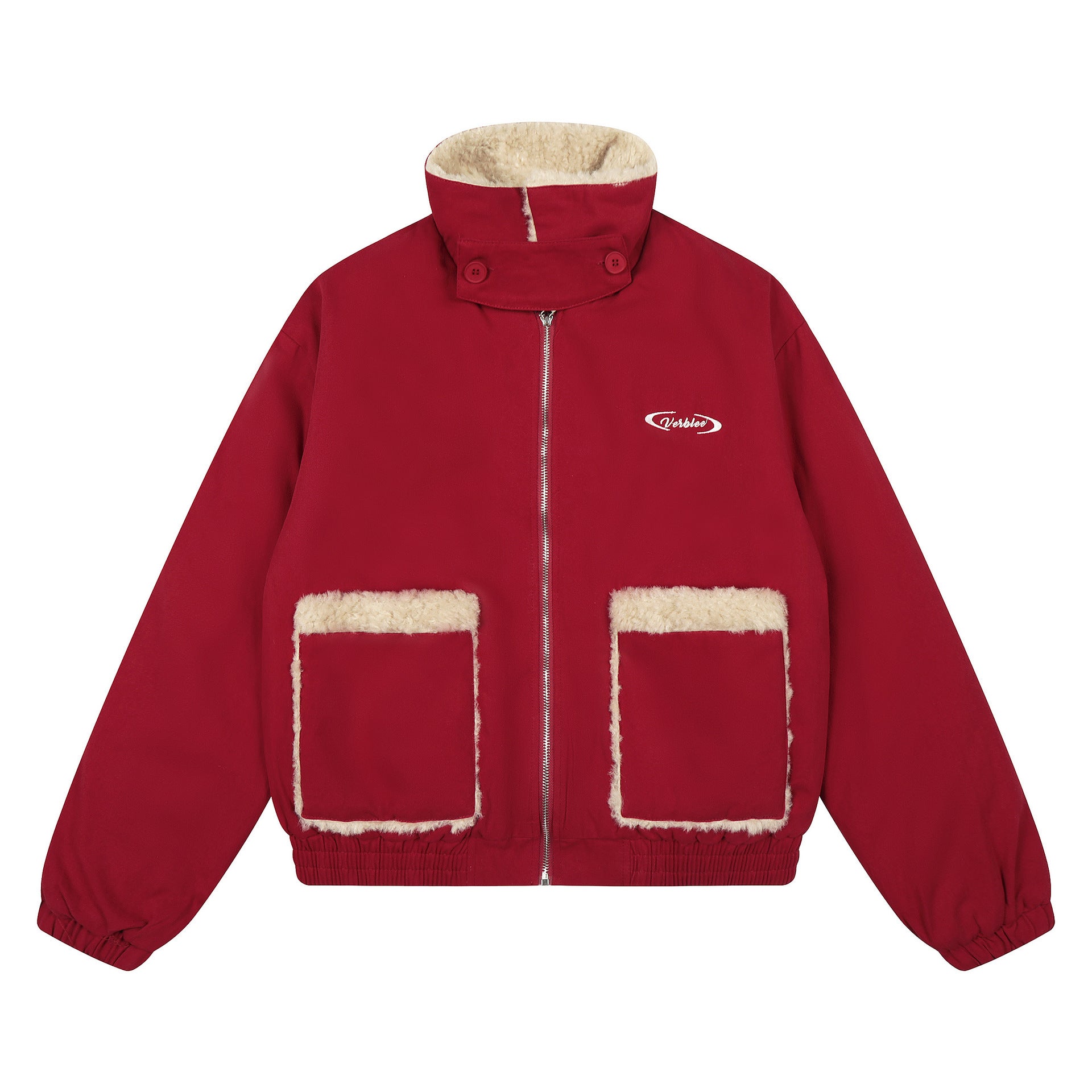 Embroidered Plush Collar Cotton Coat for Women