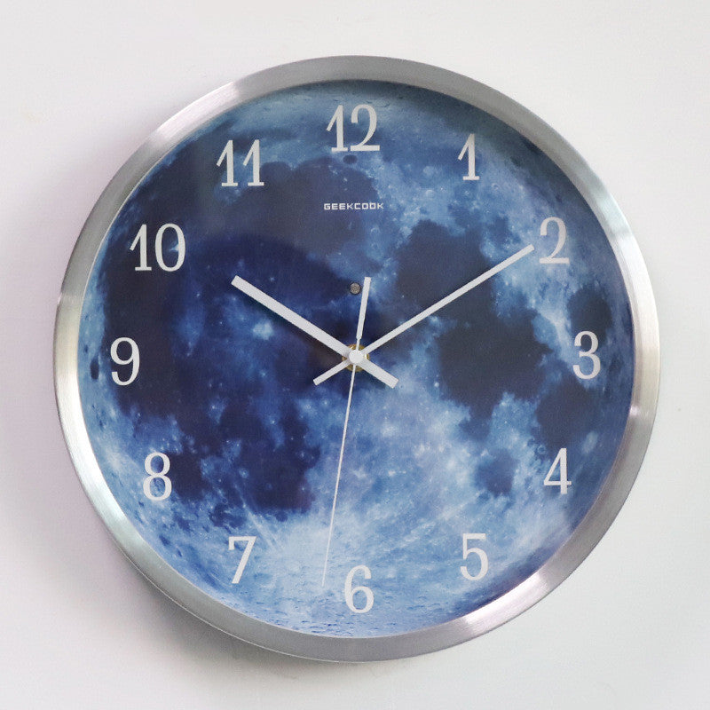 12-inch Wall Clock For Home Decoration Blue Moon Sound Control Luminous Simple Modern Mute Home Gothic Room Decor - Bellarte Enchanté 12-inch Wall Clock For Home Decoration Blue Moon Sound Control Luminous Simple Modern Mute Home Gothic Room Decor