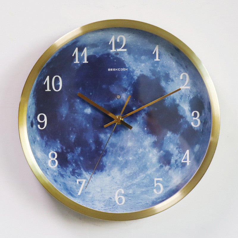 12-inch Wall Clock For Home Decoration Blue Moon Sound Control Luminous Simple Modern Mute Home Gothic Room Decor - Bellarte Enchanté 12-inch Wall Clock For Home Decoration Blue Moon Sound Control Luminous Simple Modern Mute Home Gothic Room Decor