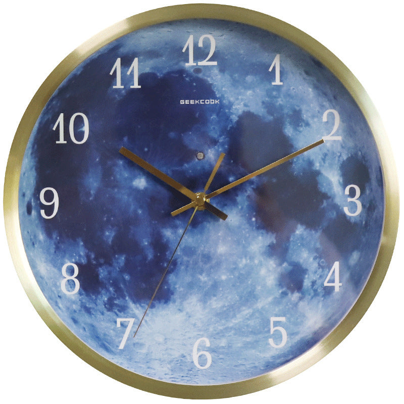 12-inch Wall Clock For Home Decoration Blue Moon Sound Control Luminous Simple Modern Mute Home Gothic Room Decor - Bellarte Enchanté 12-inch Wall Clock For Home Decoration Blue Moon Sound Control Luminous Simple Modern Mute Home Gothic Room Decor