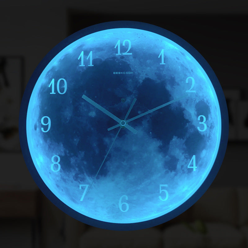 12-inch Wall Clock For Home Decoration Blue Moon Sound Control Luminous Simple Modern Mute Home Gothic Room Decor - Bellarte Enchanté 12-inch Wall Clock For Home Decoration Blue Moon Sound Control Luminous Simple Modern Mute Home Gothic Room Decor