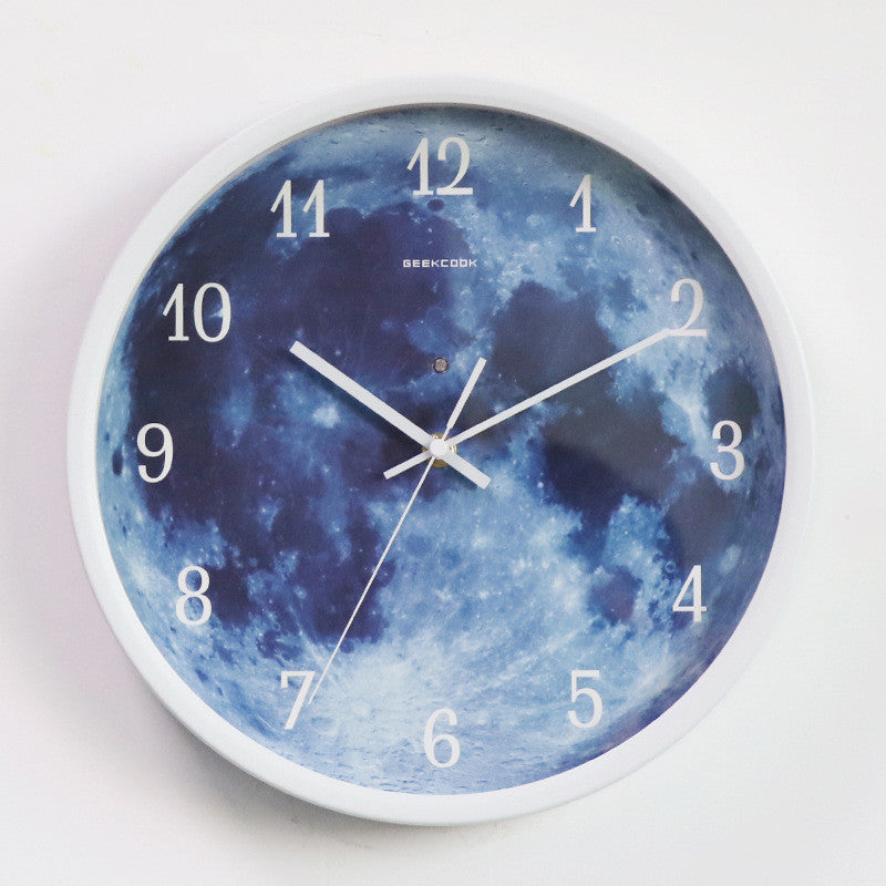 12-inch Wall Clock For Home Decoration Blue Moon Sound Control Luminous Simple Modern Mute Home Gothic Room Decor - Bellarte Enchanté 12-inch Wall Clock For Home Decoration Blue Moon Sound Control Luminous Simple Modern Mute Home Gothic Room Decor