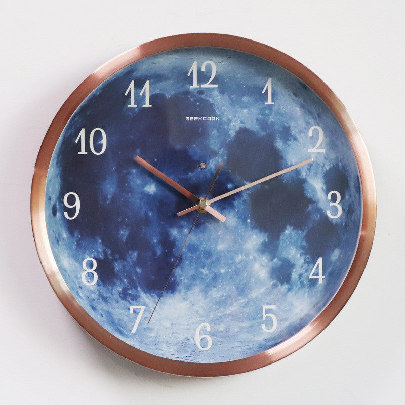 12-inch Wall Clock For Home Decoration Blue Moon Sound Control Luminous Simple Modern Mute Home Gothic Room Decor - Bellarte Enchanté 12-inch Wall Clock For Home Decoration Blue Moon Sound Control Luminous Simple Modern Mute Home Gothic Room Decor