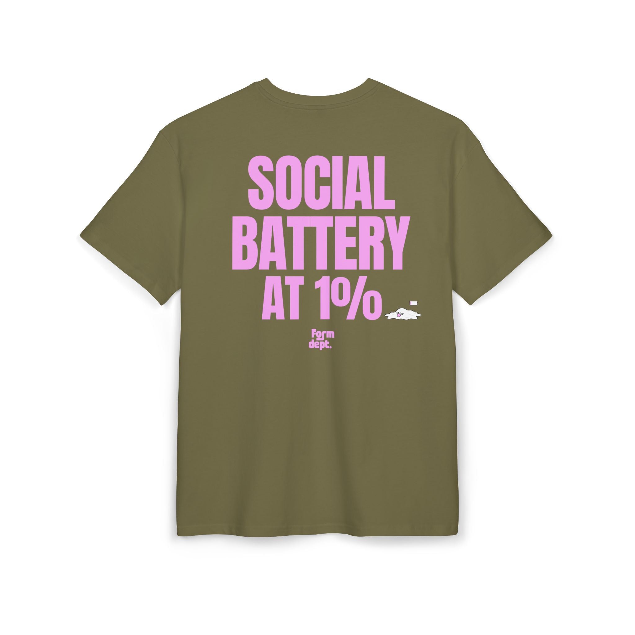 Unisex Social Battery at 1% Oversized Tee Funny T-Shirt Oversized