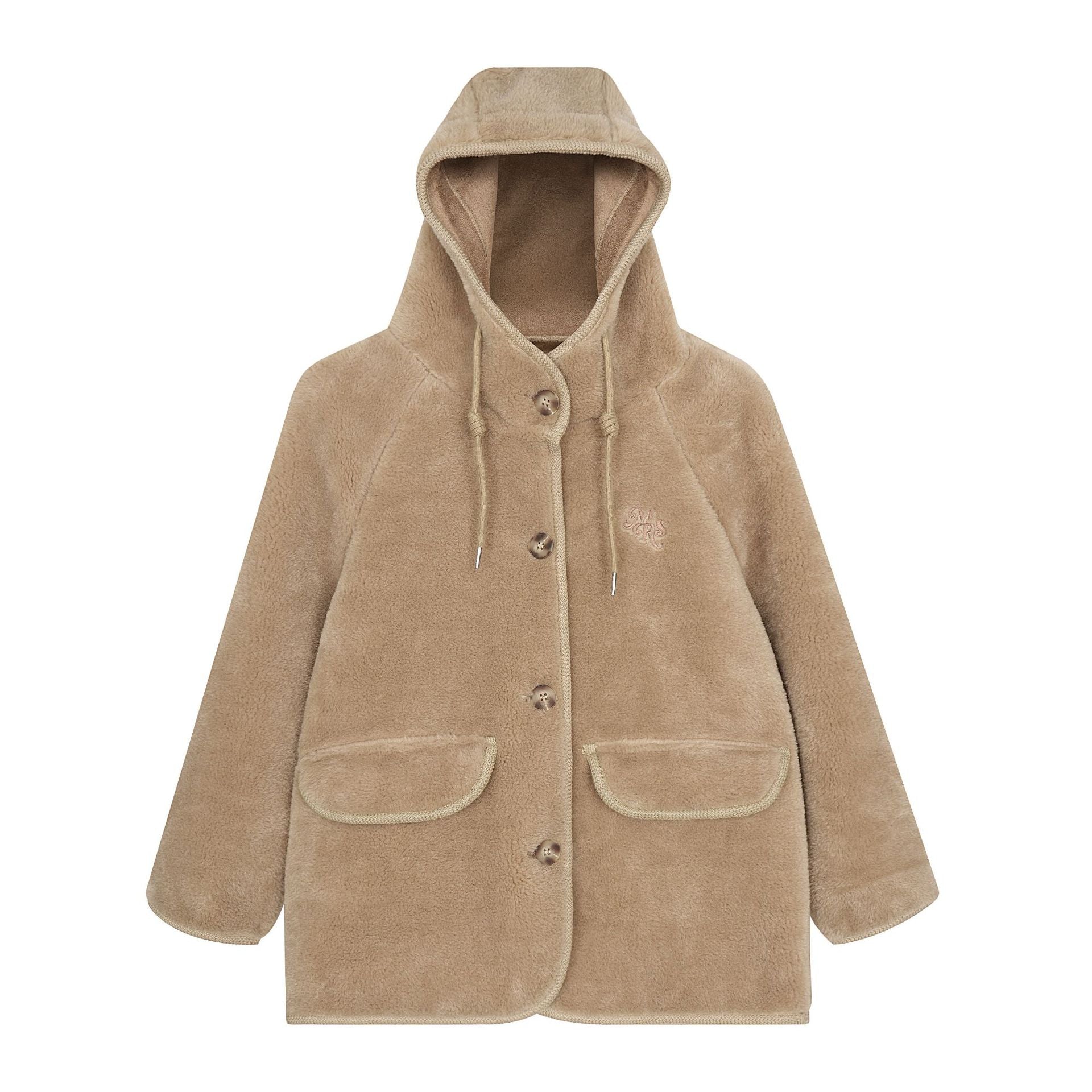 Plush soft and sticky faux fur hooded jacket