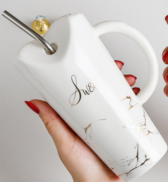 Heart-Shaped Couple Ceramic Mug 480ml — High-Temperature Resistant | 4 Colours