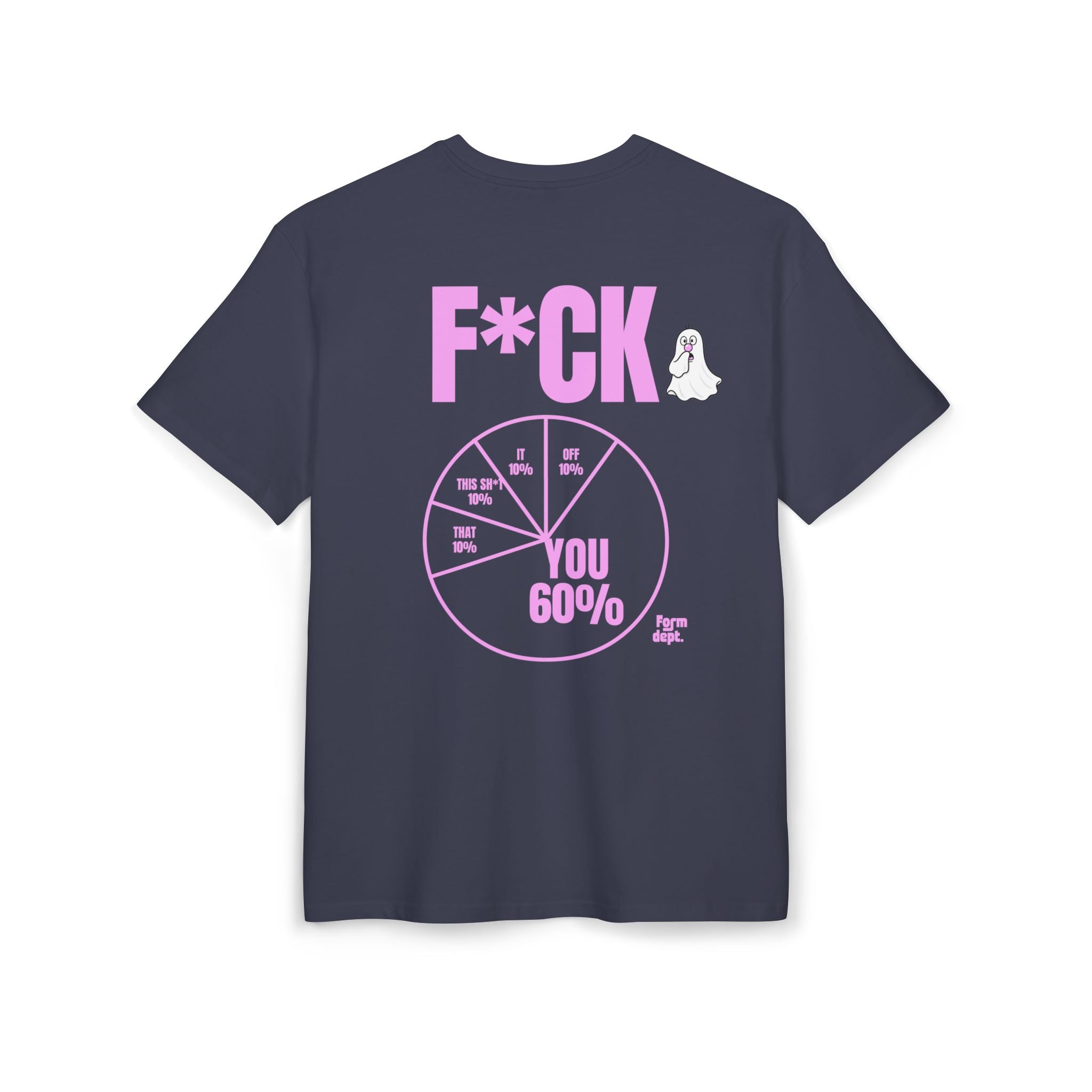 Camiseta oversize unisex «F*CK You 60%» con estampado rosa – vista 4 – Form Dept.