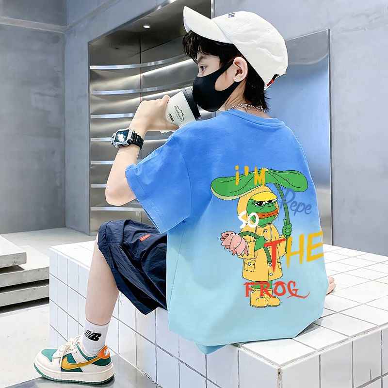 Children's Pure Short Sleeve T-Shirt Boys Top Medium to Large Kids