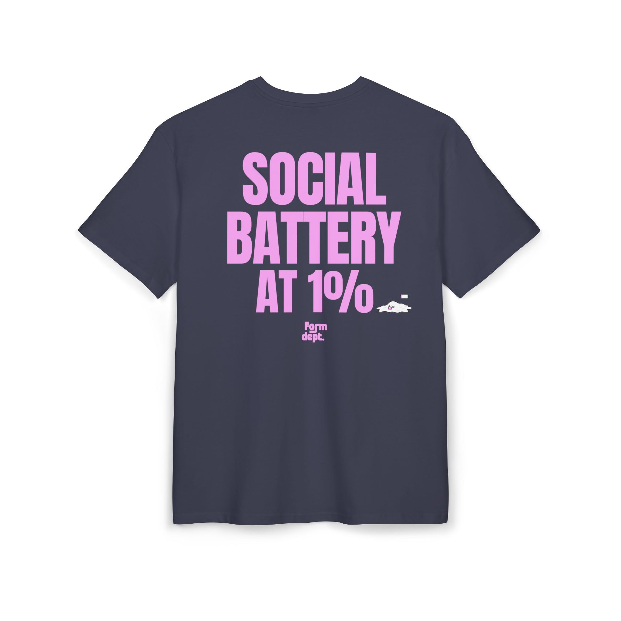 Unisex Social Battery at 1% Oversized Tee Funny T-Shirt Oversized