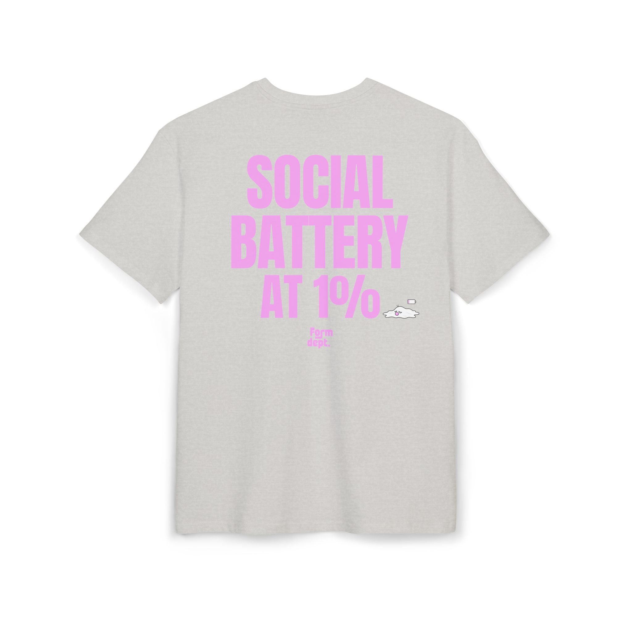 Unisex Social Battery at 1% Oversized Tee Funny T-Shirt Oversized