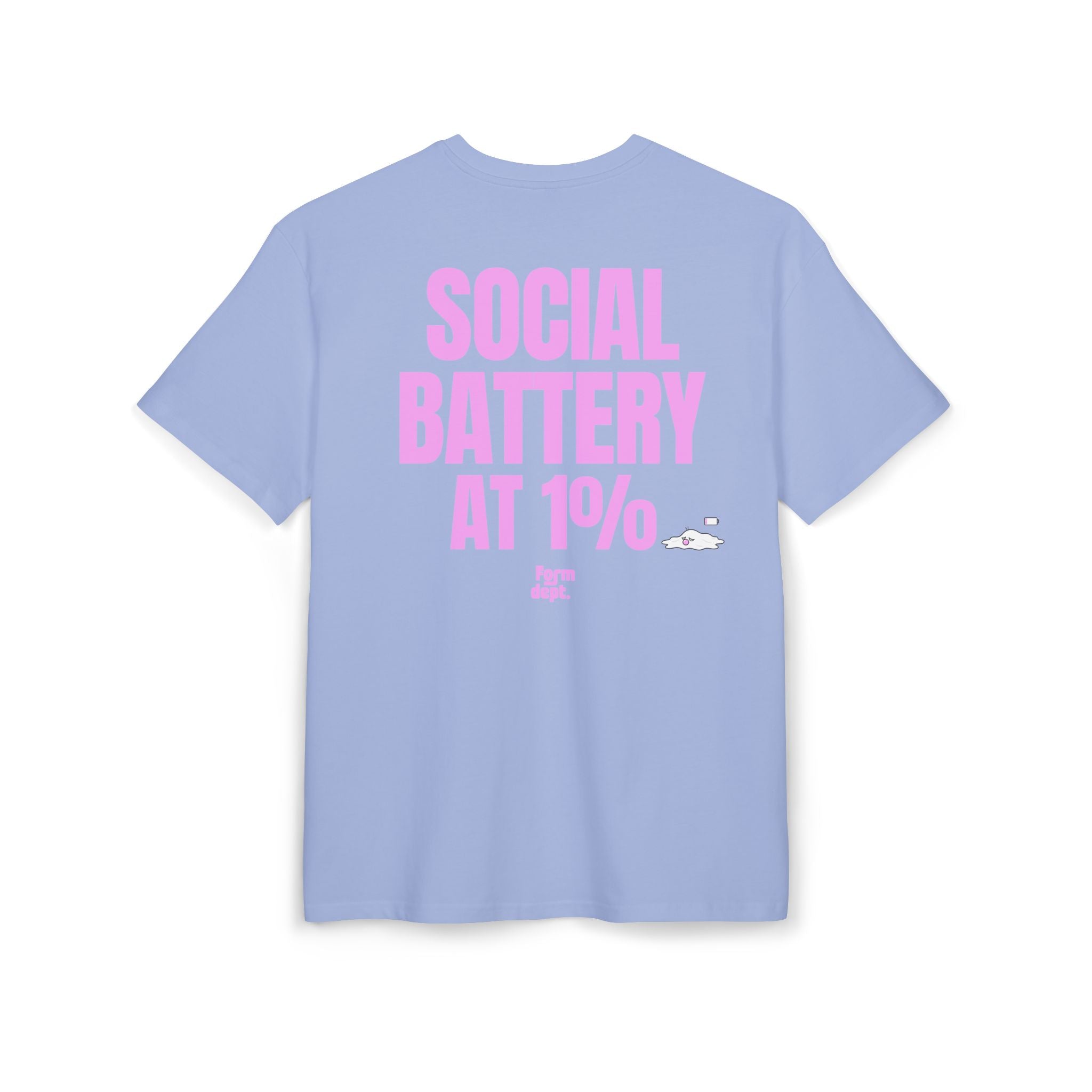 Unisex Social Battery at 1% Oversized Tee Funny T-Shirt Oversized