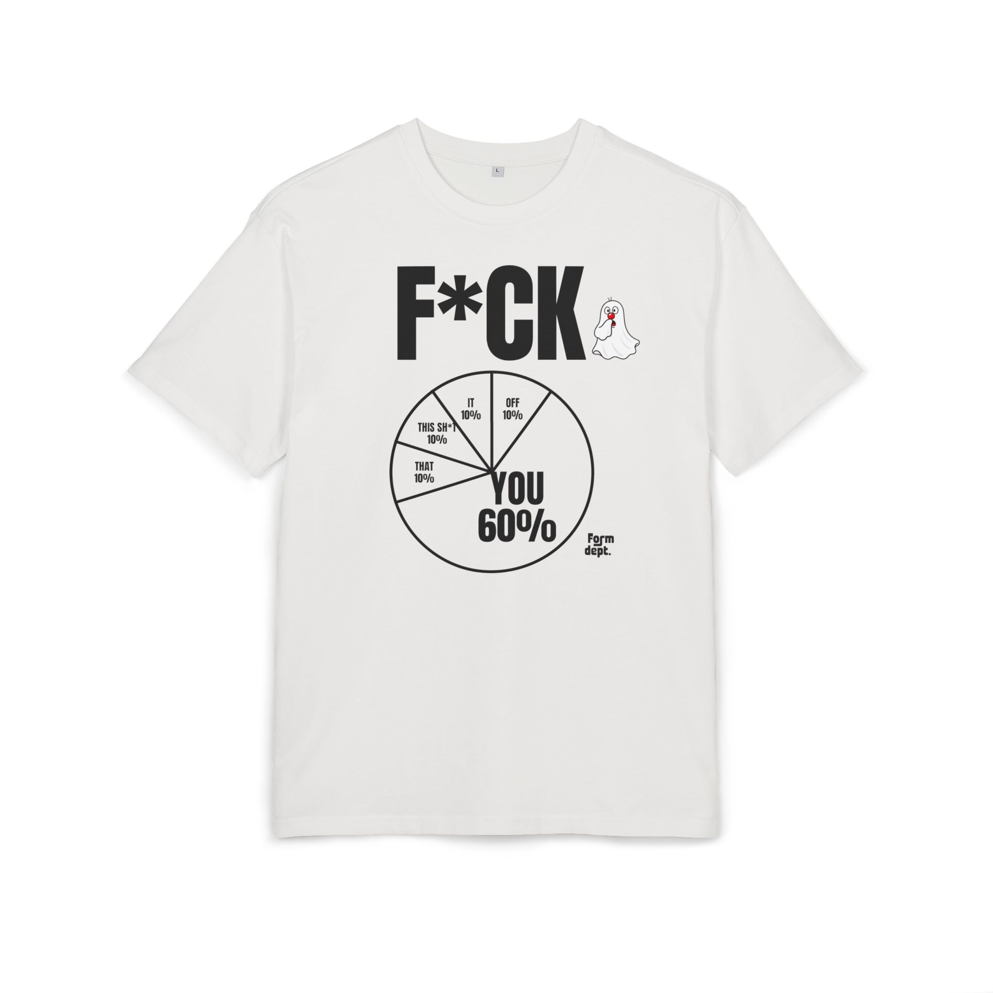 Camiseta oversize unisex «F*CK You 60%» con estampado negro y rojo – vista 2 – Form Dept.