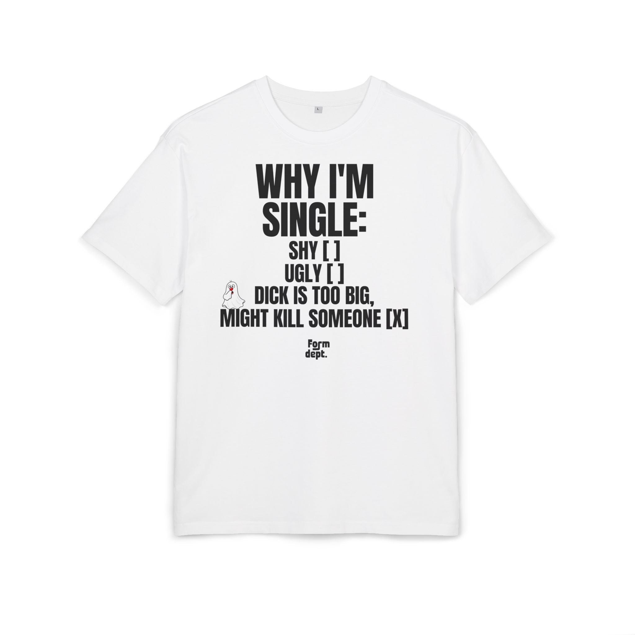 Camiseta oversize unisex «He’s an Idiot» con estampado negro y rojo en la parte delantera – Form Dept.