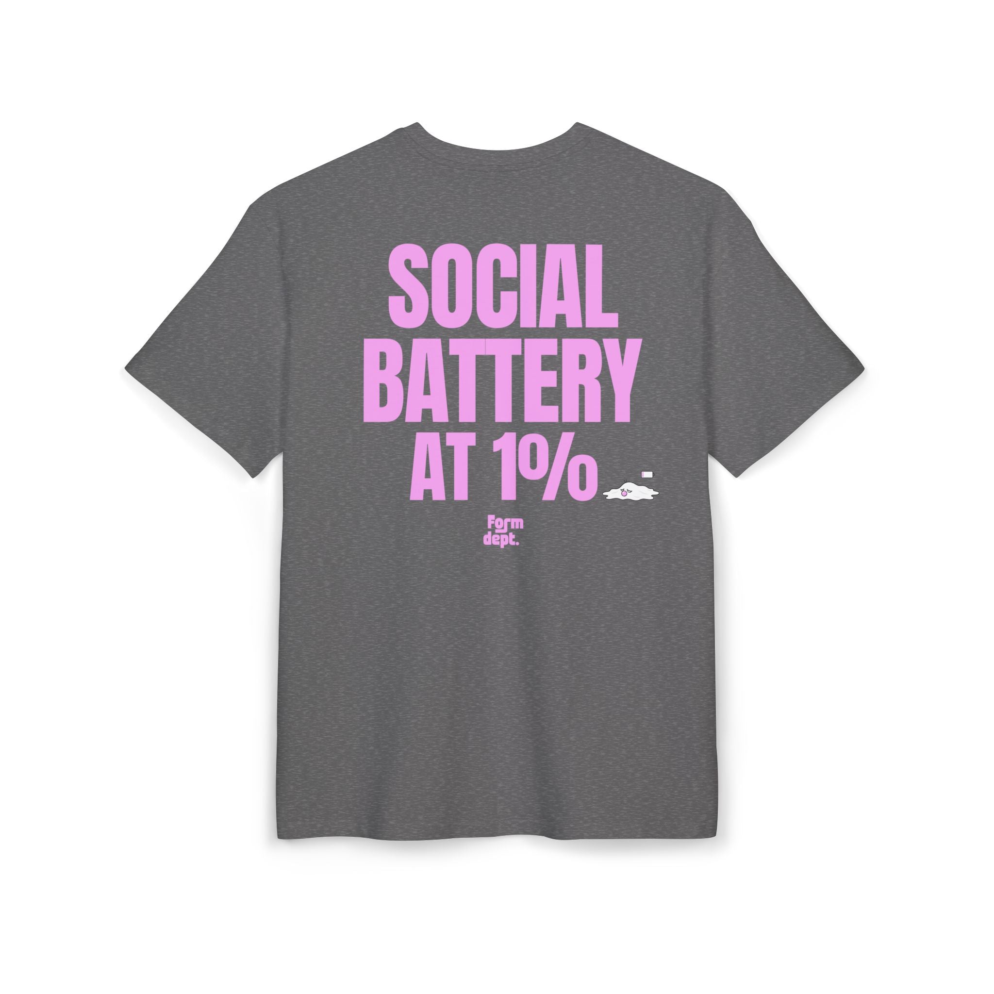 Unisex Social Battery at 1% Oversized Tee Funny T-Shirt Oversized