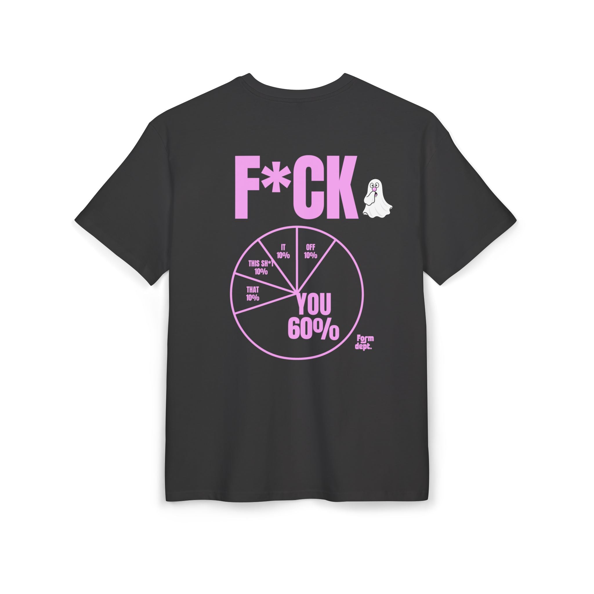 Camiseta oversize unisex «F*CK You 60%» con estampado rosa – vista 3 – Form Dept.