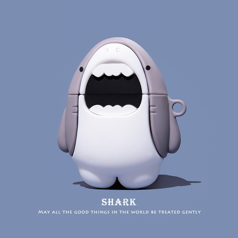 Earphone Sleeves Protective Shell Second Generation Airpods23pro Raincoat Shark Cute Cartoon