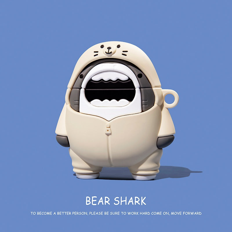 Earphone Sleeves Protective Shell Second Generation Airpods23pro Raincoat Shark Cute Cartoon