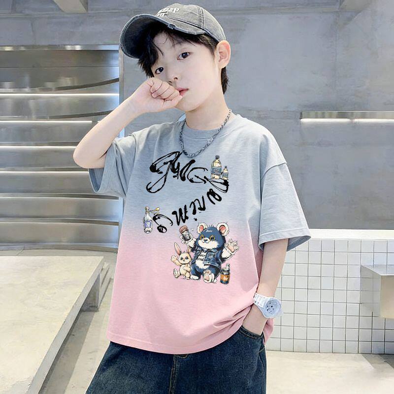 Kids' Short Sleeve T-Shirt Dyeing Half Sleeve Trendy Children's Clothing Top