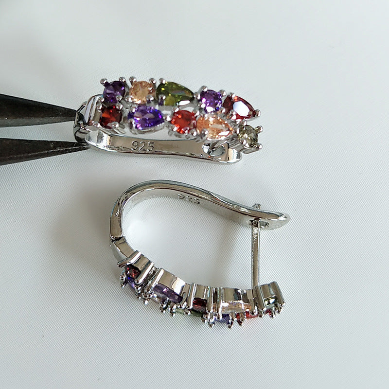 Hypoallergenic electroplating colored zircon earrings