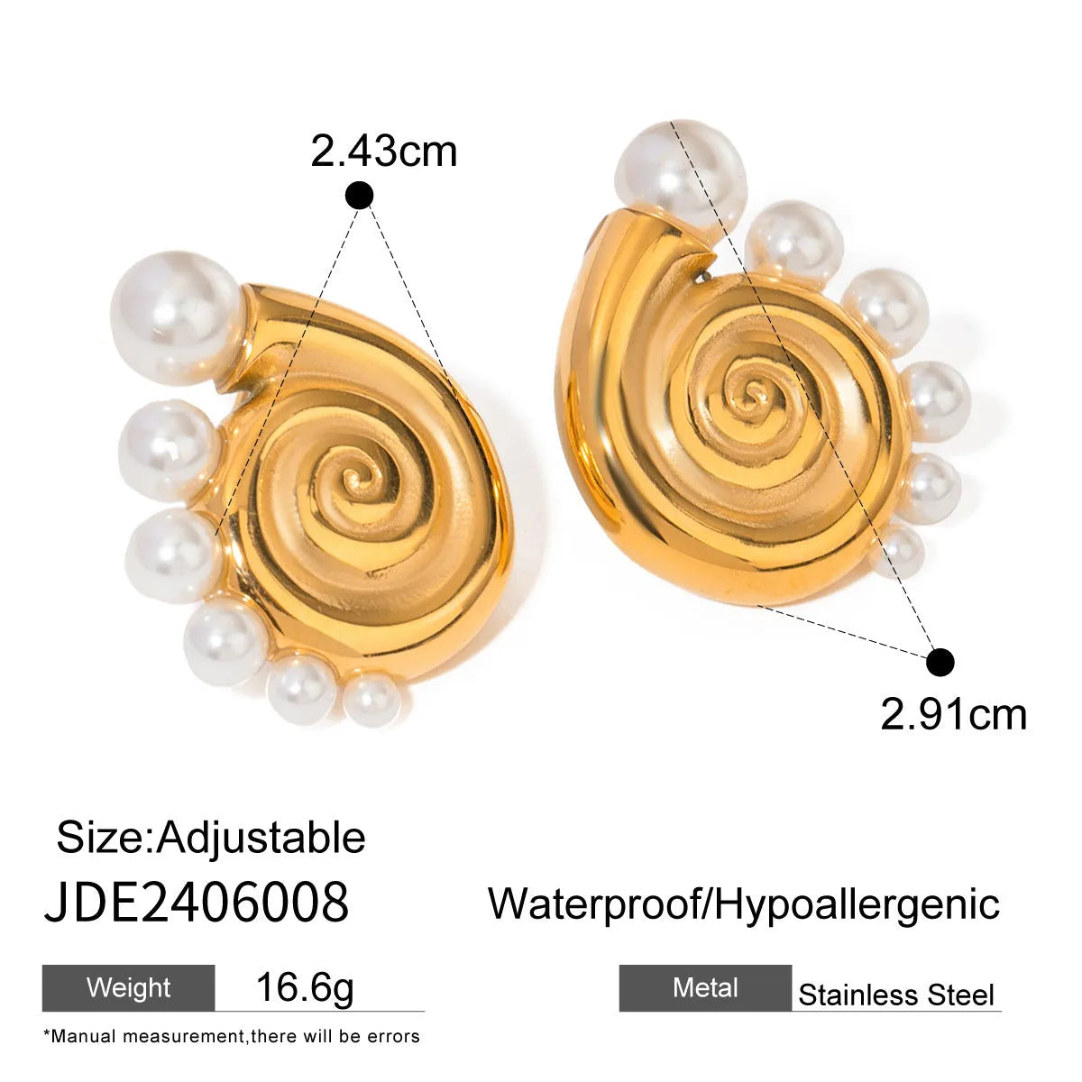 18K Gold Stainless Steel Conch Sticky Pearl Earrings - Bellarte Enchanté 18K Gold Stainless Steel Conch Sticky Pearl Earrings