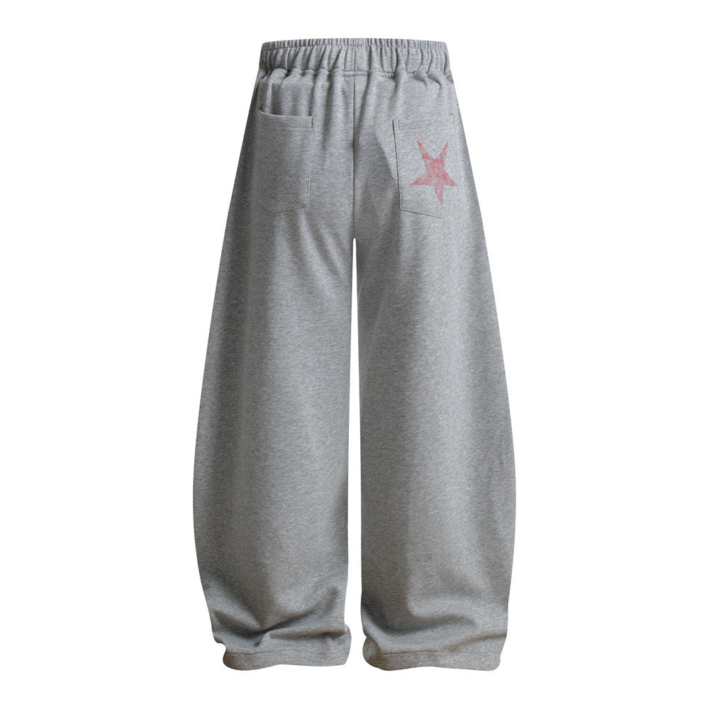 Star graffiti printed casual curved knife pants