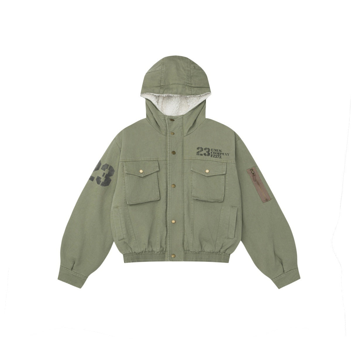 Washing lamb wool workwear with standing collar and hooded cotton jacket