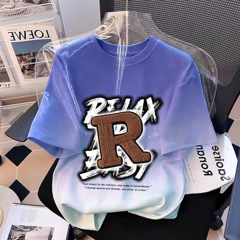 Casual Gradient Color Breathable Short Sleeve T-Shirt for Kids