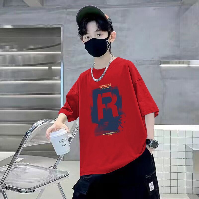 Children's Short Sleeve T-Shirt Letter Print Top for Boys Pure  Casual Kids' Clothing