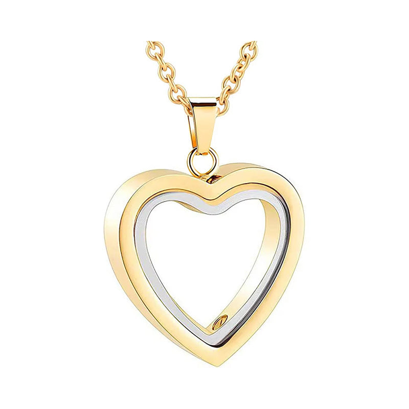 Peach Heart Four-color Cremains Pendant Openable Glass Photo Frame