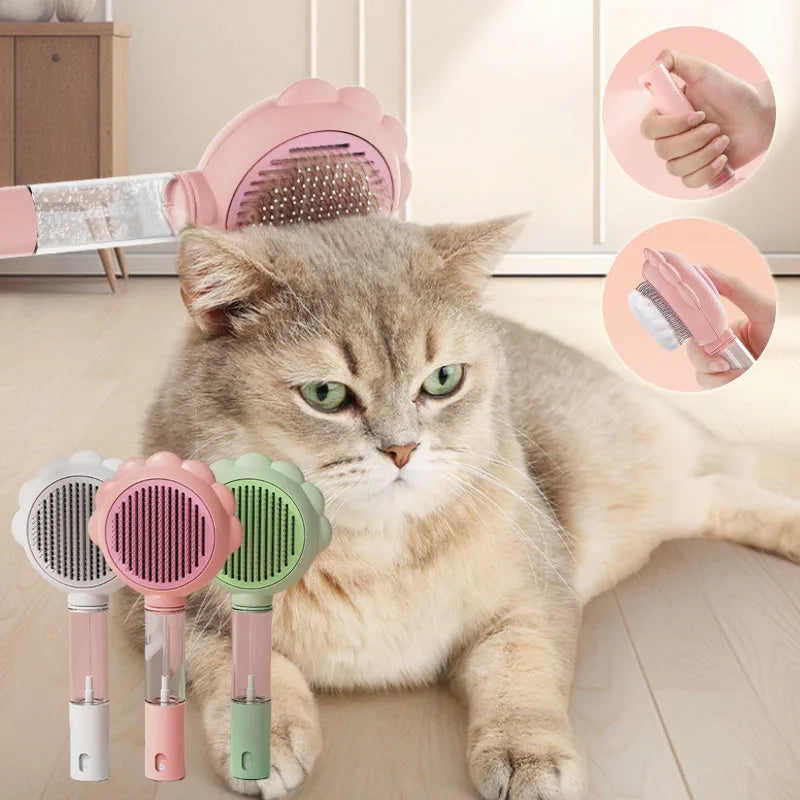 2 In 1 Self Cleaning Dog Brush Comb With Spray Pets Grooming Hair Remover Combs Brush Floating Hair Pet Grooming Brush Pet Products - Bellarte Enchanté 2 In 1 Self Cleaning Dog Brush Comb With Spray Pets Grooming Hair Remover Combs Brush Floating Hair Pet Grooming Brush Pet Products