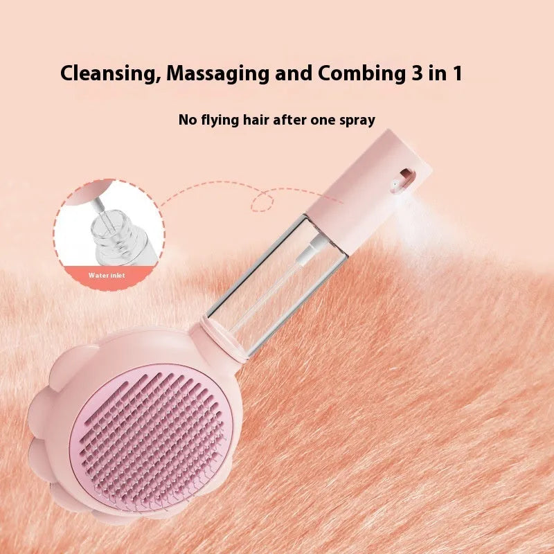 2 In 1 Self Cleaning Dog Brush Comb With Spray Pets Grooming Hair Remover Combs Brush Floating Hair Pet Grooming Brush Pet Products - Bellarte Enchanté 2 In 1 Self Cleaning Dog Brush Comb With Spray Pets Grooming Hair Remover Combs Brush Floating Hair Pet Grooming Brush Pet Products