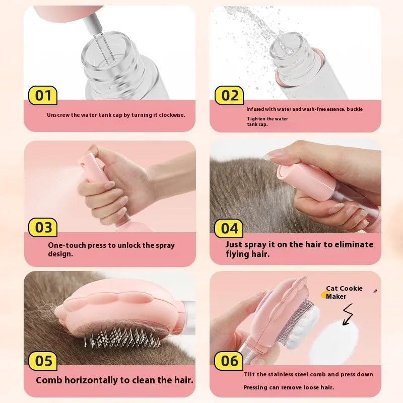 2 In 1 Self Cleaning Dog Brush Comb With Spray Pets Grooming Hair Remover Combs Brush Floating Hair Pet Grooming Brush Pet Products - Bellarte Enchanté 2 In 1 Self Cleaning Dog Brush Comb With Spray Pets Grooming Hair Remover Combs Brush Floating Hair Pet Grooming Brush Pet Products